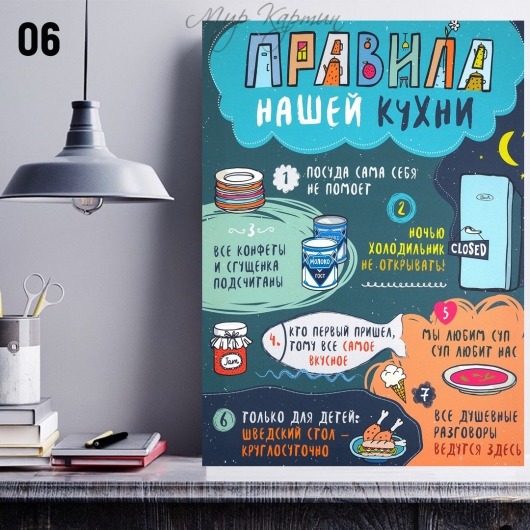 Постер на холсте 40х50 "Правила нашей кухни" №6