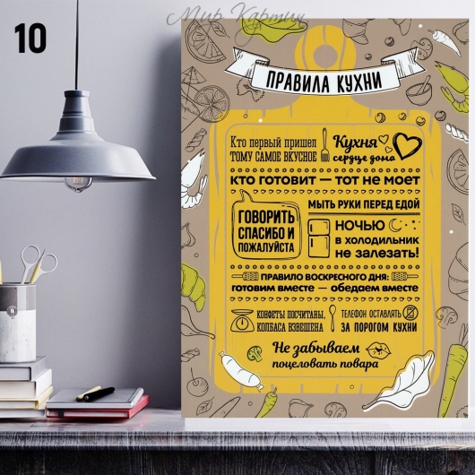 Постер на холсте 40х50 "Правила кухни" №10